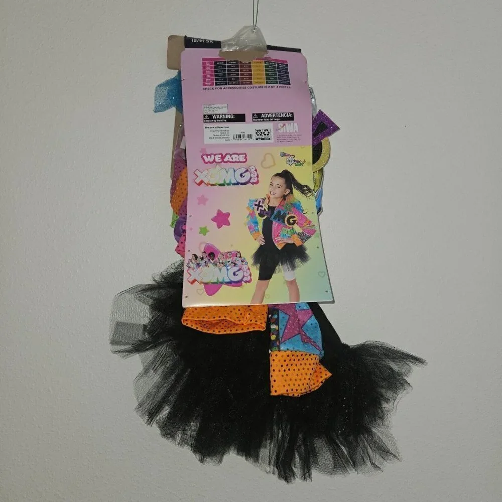 NEW Jojo Siwa XOMGPOP Halloween Costume Girls XS 4/5 Jacket Skirt Shorts Rubie's